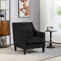 Fauteuil d'appoint en velours côtelé noir, une place, pieds en bois d'hévéa