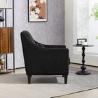 Fauteuil d'appoint en velours côtelé noir, une place, pieds en bois d'hévéa