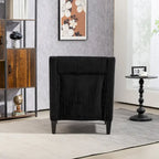Fauteuil d'appoint en velours côtelé noir, une place, pieds en bois d'hévéa