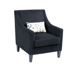 Fauteuil d'appoint en velours côtelé noir, une place, pieds en bois d'hévéa