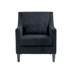 Fauteuil d'appoint en velours côtelé noir, une place, pieds en bois d'hévéa