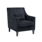Fauteuil d'appoint en velours côtelé noir, une place, pieds en bois d'hévéa