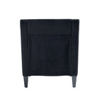 Fauteuil d'appoint en velours côtelé noir, une place, pieds en bois d'hévéa