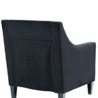 Fauteuil d'appoint en velours côtelé noir, une place, pieds en bois d'hévéa