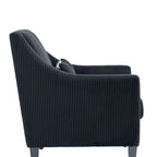 Fauteuil d'appoint en velours côtelé noir, une place, pieds en bois d'hévéa