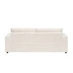 Canapé 3 places en velours côtelé blanc avec 4 coussins décoratifs