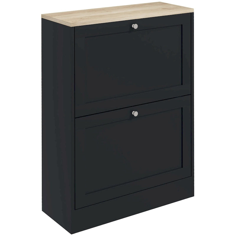 Slim Shoe Cabinet for Entryway, Hidden Shoe Storage Cabinet with 2 Flip Drawers and Adjustable Shelves for 12 Pairs of Shoes