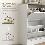 Meuble à chaussures fin pour entrée, meuble de rangement à chaussures dissimulé avec 2 tiroirs basculants et étagères réglables pour 12 paires de chaussures