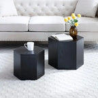 Tables d'appoint gigognes blanches/noires, lot de 2, plateau rond, aucun assemblage requis