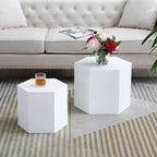 Tables d'appoint gigognes blanches/noires, lot de 2, plateau rond, aucun assemblage requis