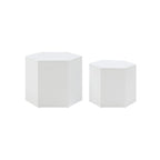 Tables d'appoint gigognes blanches/noires, lot de 2, plateau rond, aucun assemblage requis