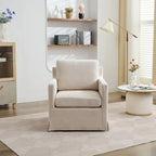 Fauteuil d'appoint pivotant en chenille grise, pivotant à 360°, 1 place, avec jupe et coussin de dossier amovible