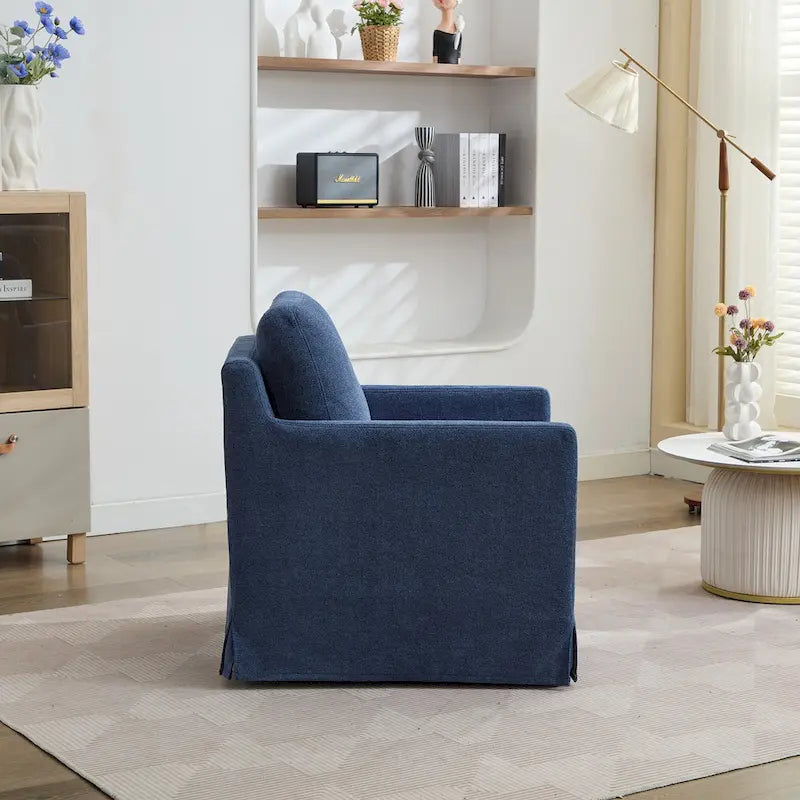 Fauteuil d'appoint pivotant en chenille grise, pivotant à 360°, 1 place, avec jupe et coussin de dossier amovible