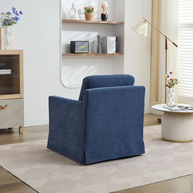 Fauteuil d'appoint pivotant en chenille grise, pivotant à 360°, 1 place, avec jupe et coussin de dossier amovible
