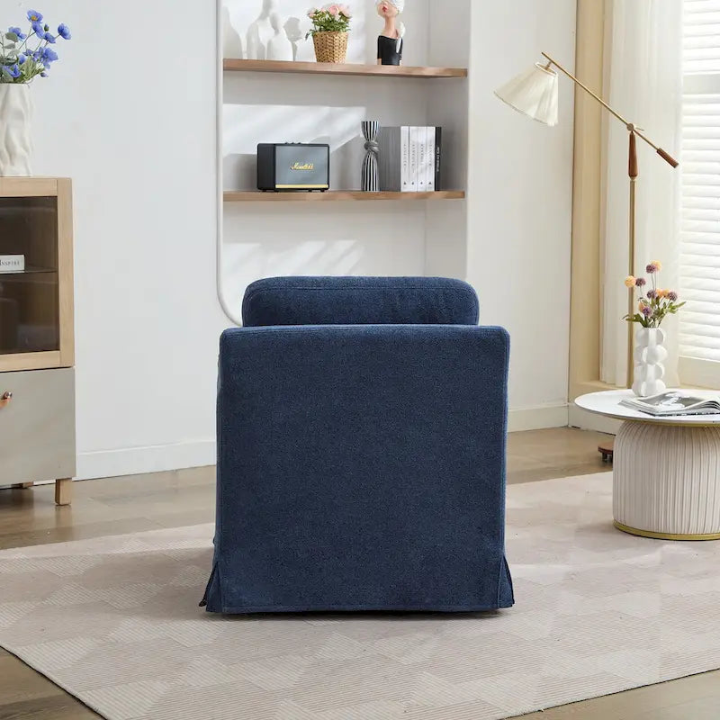 Fauteuil d'appoint pivotant en chenille grise, pivotant à 360°, 1 place, avec jupe et coussin de dossier amovible