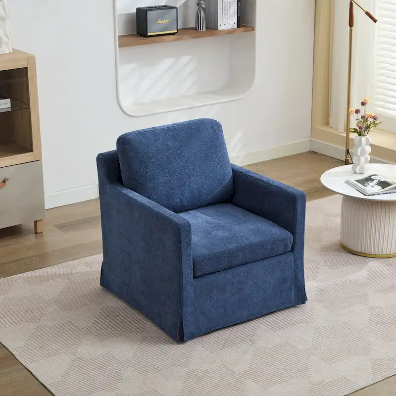 Fauteuil d'appoint pivotant en chenille grise, pivotant à 360°, 1 place, avec jupe et coussin de dossier amovible