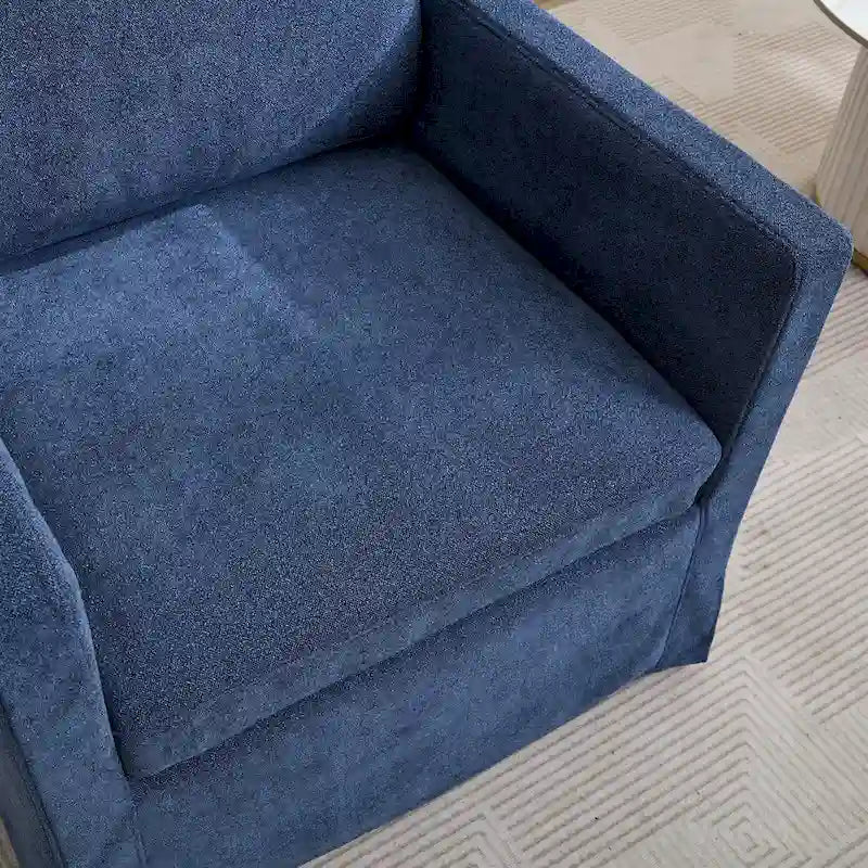 Fauteuil d'appoint pivotant en chenille grise, pivotant à 360°, 1 place, avec jupe et coussin de dossier amovible