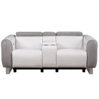 Causeuse inclinable électrique bicolore blanc/gris avec console de rangement – 2 places