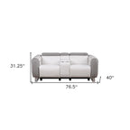 Causeuse inclinable électrique bicolore blanc/gris avec console de rangement – 2 places