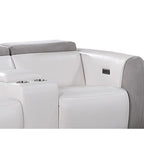 Causeuse inclinable électrique bicolore blanc/gris avec console de rangement – 2 places
