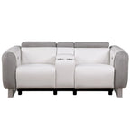 Causeuse inclinable électrique bicolore blanc/gris avec console de rangement – 2 places