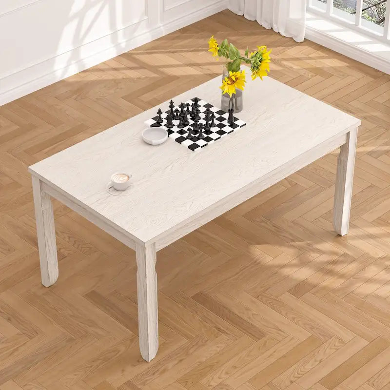Table de salle à manger en bois massif gris, pieds carrés, 4 à 6 places
