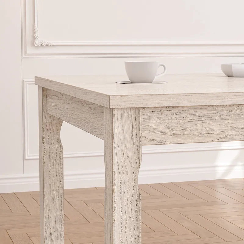 Table de salle à manger en bois massif gris, pieds carrés, 4 à 6 places