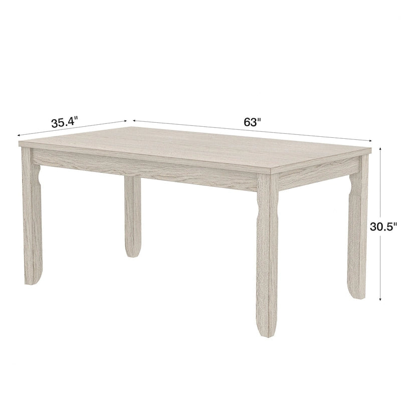 Table de salle à manger en bois massif gris, pieds carrés, 4 à 6 places