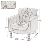 Fauteuil d'appoint capitonné moderne avec clous de tapissier (lot de 2)