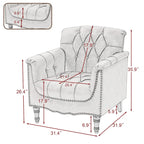 Fauteuil d'appoint capitonné moderne avec clous de tapissier (lot de 2)