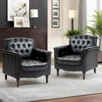 Fauteuil d'appoint capitonné moderne avec clous de tapissier (lot de 2)