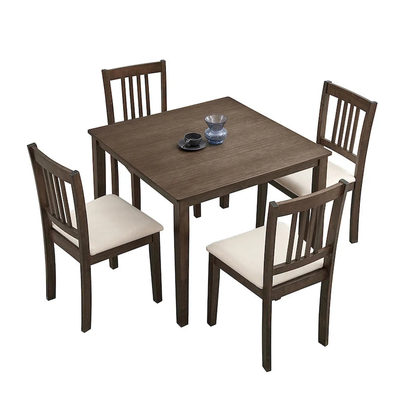 Ensemble de salle à manger carré, Marron/Chêne/Marron foncé, 5 pièces (4 personnes)