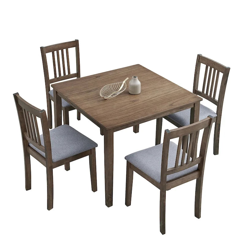 Ensemble de salle à manger carré, Marron/Chêne/Marron foncé, 5 pièces (4 personnes)