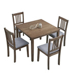 Ensemble de salle à manger carré, Marron/Chêne/Marron foncé, 5 pièces (4 personnes)