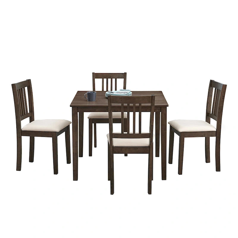 Ensemble de salle à manger carré, Marron/Chêne/Marron foncé, 5 pièces (4 personnes)