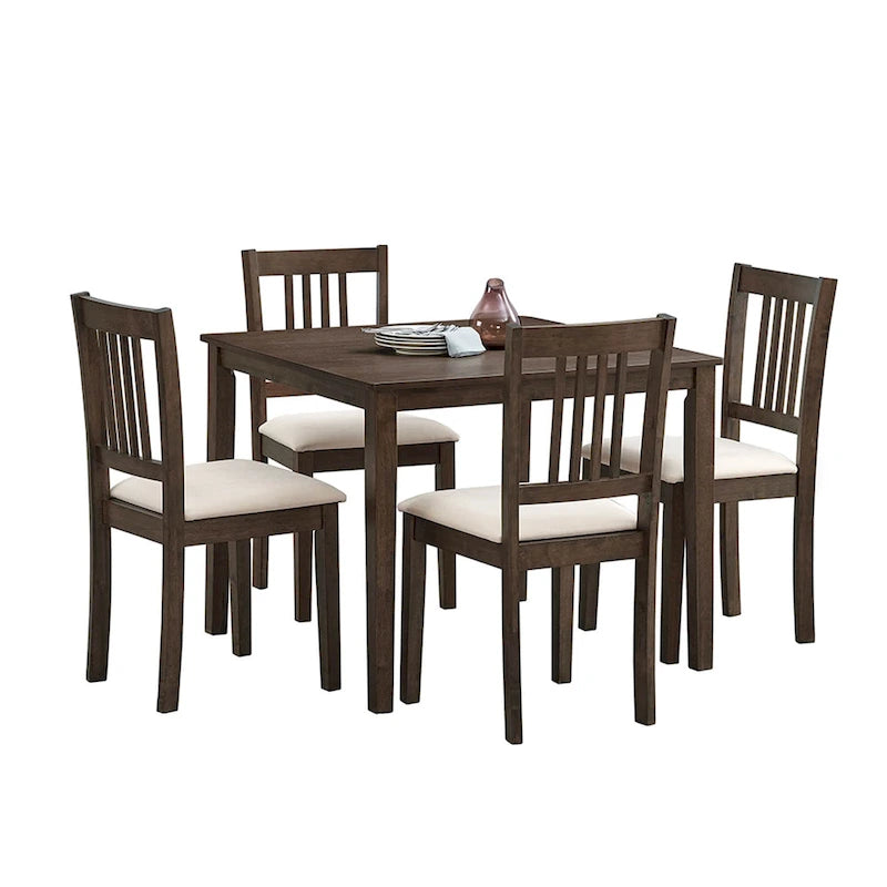 Ensemble de salle à manger carré, Marron/Chêne/Marron foncé, 5 pièces (4 personnes)