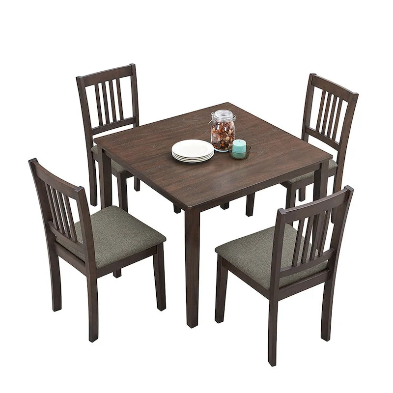 Ensemble de salle à manger carré, Marron/Chêne/Marron foncé, 5 pièces (4 personnes)