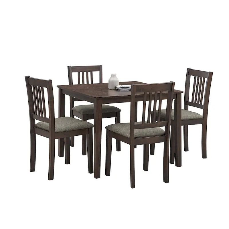 Ensemble de salle à manger carré, Marron/Chêne/Marron foncé, 5 pièces (4 personnes)