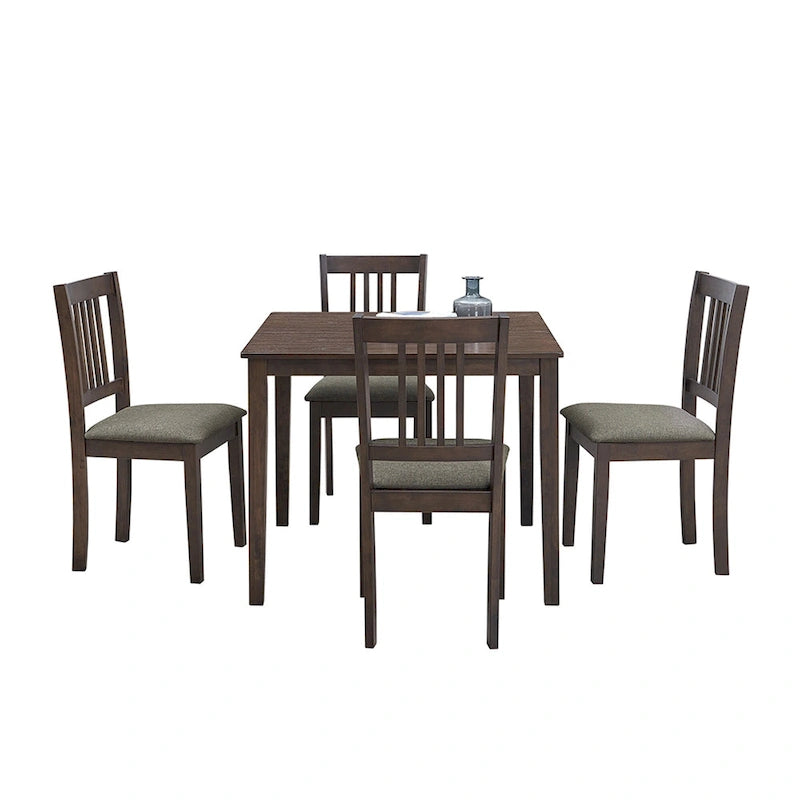 Ensemble de salle à manger carré, Marron/Chêne/Marron foncé, 5 pièces (4 personnes)