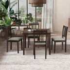 Ensemble de salle à manger carré, Marron/Chêne/Marron foncé, 5 pièces (4 personnes)