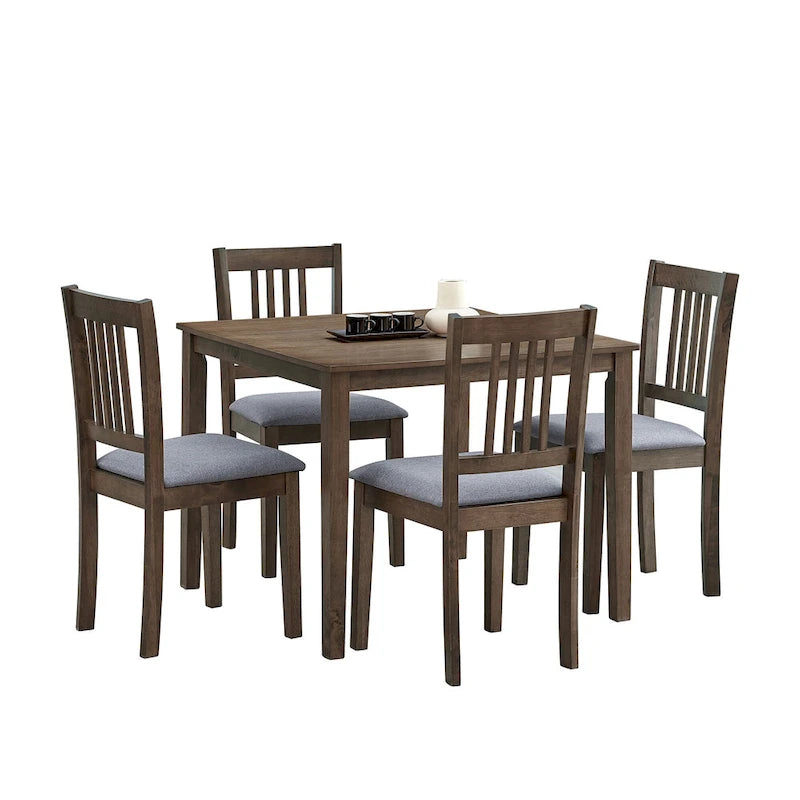 Ensemble de salle à manger carré, Marron/Chêne/Marron foncé, 5 pièces (4 personnes)