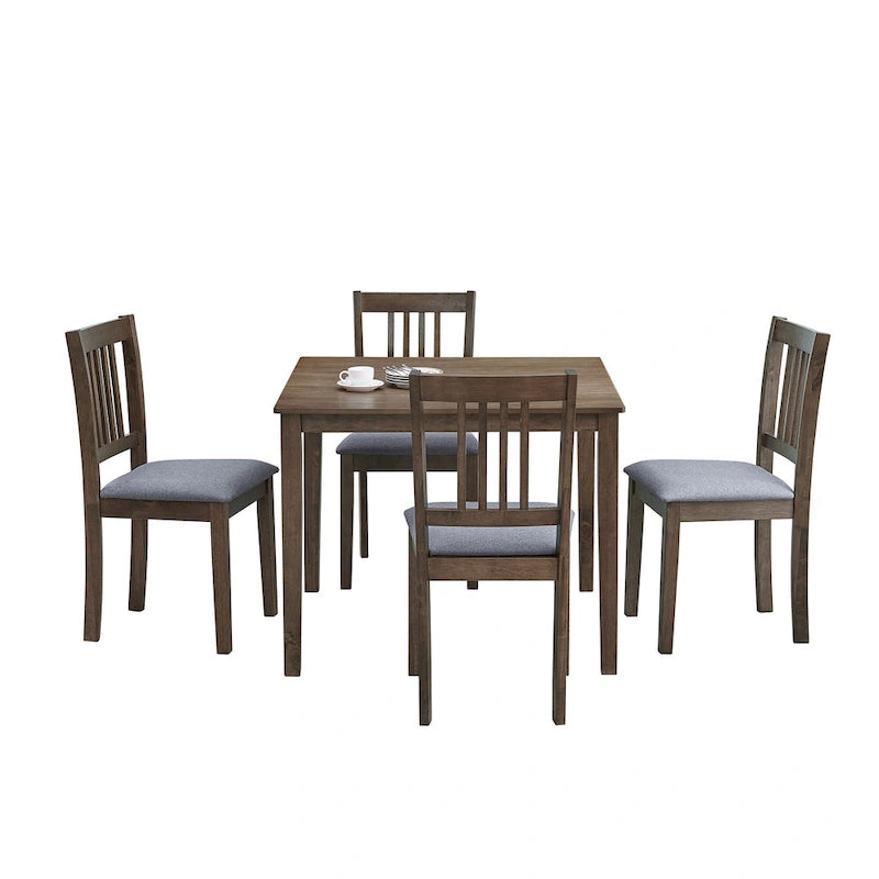 Ensemble de salle à manger carré, Marron/Chêne/Marron foncé, 5 pièces (4 personnes)