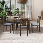 Ensemble de salle à manger carré, Marron/Chêne/Marron foncé, 5 pièces (4 personnes)