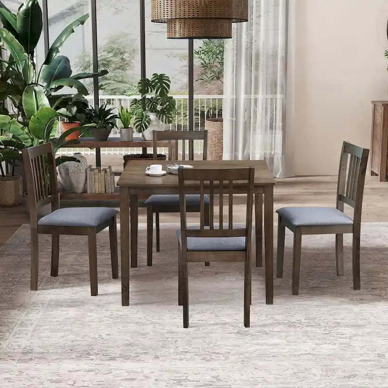 Ensemble de salle à manger carré, Marron/Chêne/Marron foncé, 5 pièces (4 personnes)