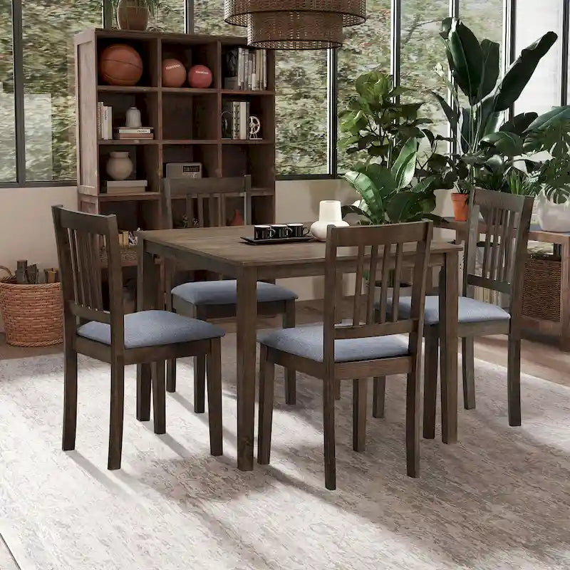 Ensemble de salle à manger carré, Marron/Chêne/Marron foncé, 5 pièces (4 personnes)