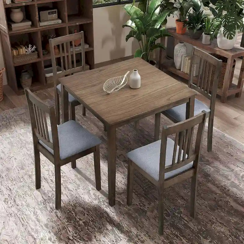 Ensemble de salle à manger carré, Marron/Chêne/Marron foncé, 5 pièces (4 personnes)