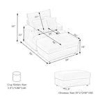 Fauteuil simple en velours côtelé rose avec pouf et porte-gobelet