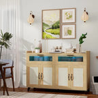 Buffet / Commode Rose / Naturel / Blanc avec Lumière LED et Prises de Courant, Meuble de Rangement de 120 cm