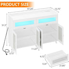 Buffet / Commode Rose / Naturel / Blanc avec Lumière LED et Prises de Courant, Meuble de Rangement de 120 cm
