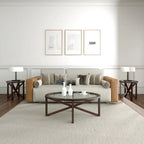 Table ovale en verre transparent et bois naturel – Table d'appoint / Table basse